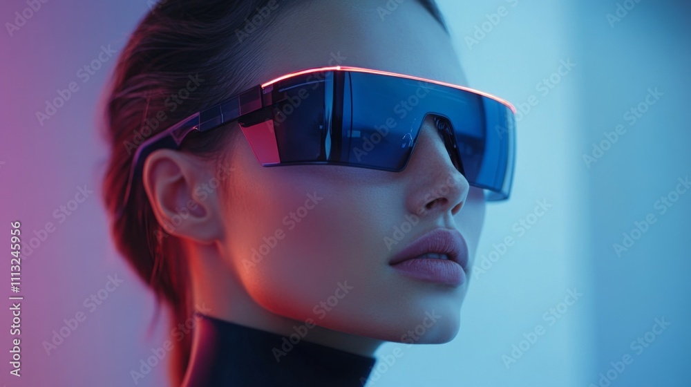 Stylish Woman in Futuristic Sunglasses Stylish Woman in Futuristic Sunglasses