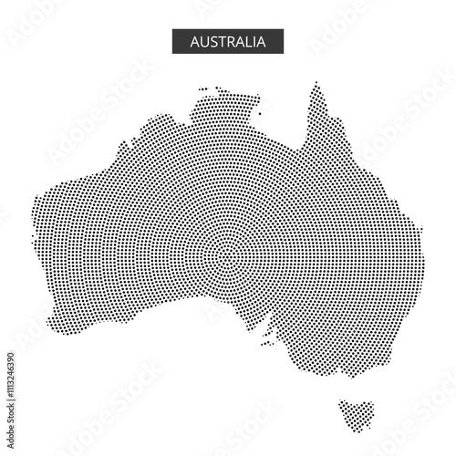 Australia map illustrated with dot patterns showcasing geographical features