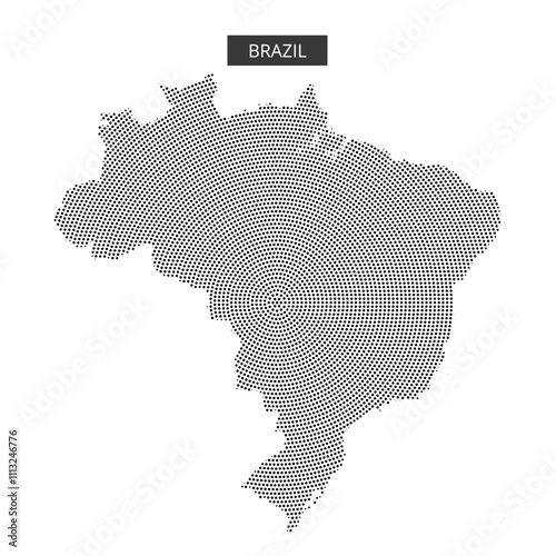 Brazil's geographical outline in a dotted design demonstrating its unique shape