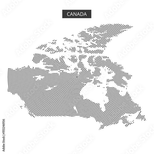 Detailed dotted map of Canada showcasing geographical features and locations