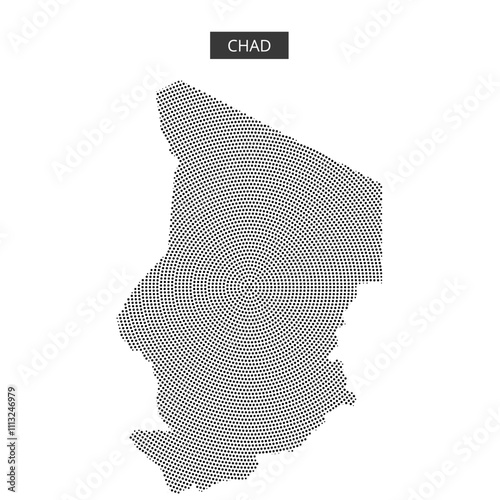 Map of Chad showcasing unique dotted design with borders clearly defined