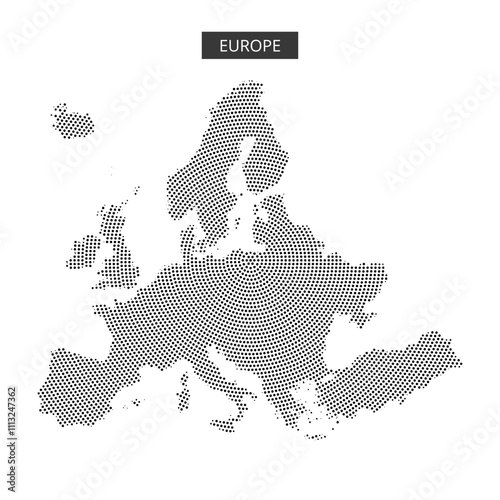 Detailed European map illustration using dotted pattern for educational purposes