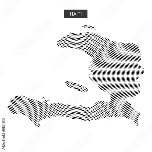Photos Detailed black and white map outline of Haiti with dotted texture design
