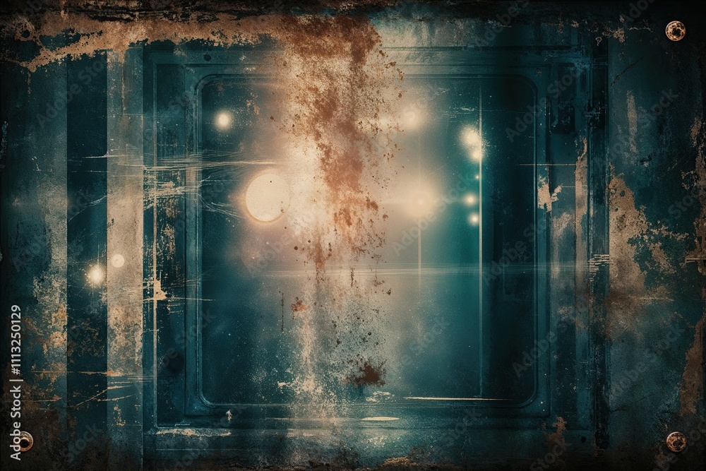 Naklejka premium Grunge-Infused Retro Picture with Atmospheric Light Reflections and Distressed Markings in Worn 8K Widescreen Backdrop