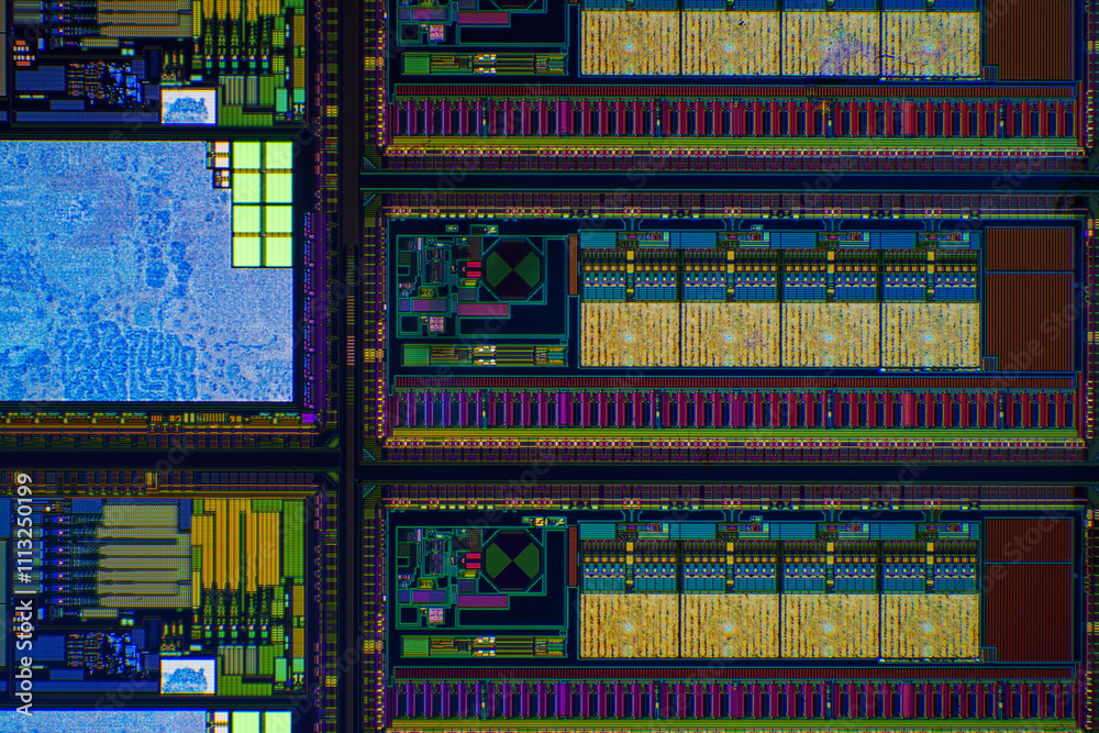modern high-tech nanoscale wafer circuit micrograph modern high-tech nanoscale wafer circuit micrograph