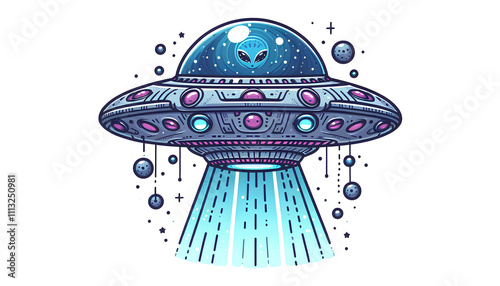 Colorful UFO Illustration in Cartoon Style