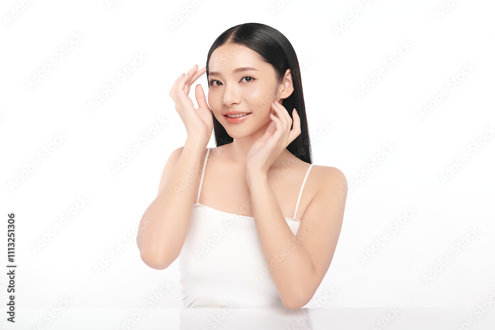 Beautiful young asian woman with clean fresh skin on white background, Face care, Facial treatment, Cosmetology, beauty and spa, Asian women portrait. Beautiful young asian woman with clean fresh skin on white background, Face care, Facial treatment, Cosmetology, beauty and spa, Asian women portrait.