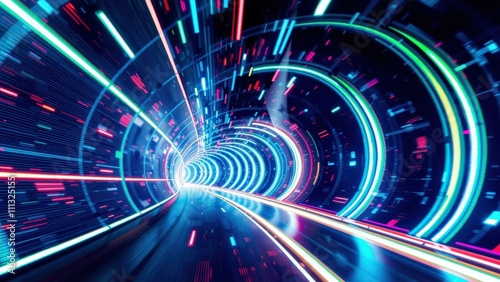 Experience the Future: Dynamic Tunnel of Light Speed and Innovation, Perfect for Tech and Sci-Fi Enthusiasts photo