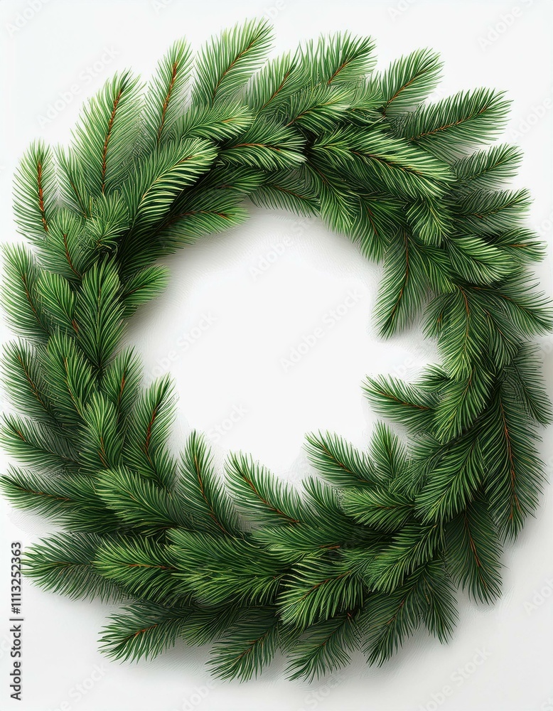 A lush, green evergreen wreath, perfect for the holidays. A lush, green evergreen wreath, perfect for the holidays.