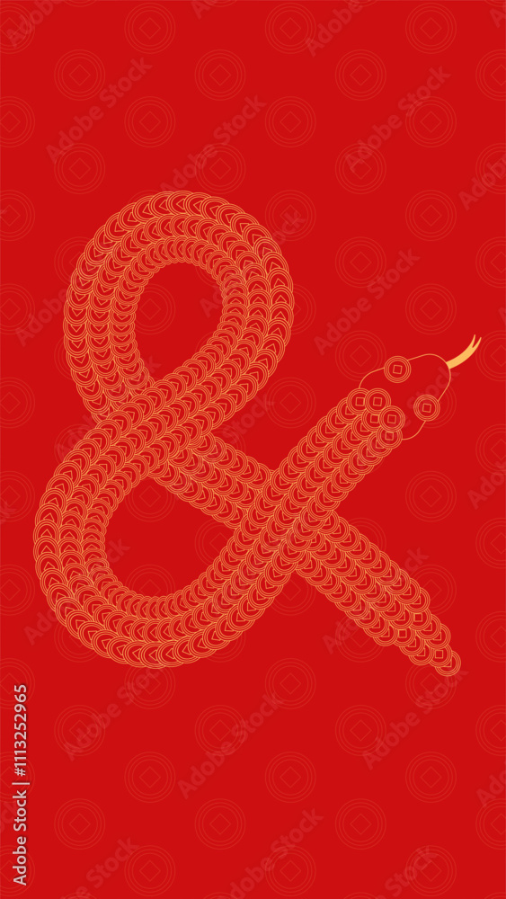 Red festive Year of the snake vector illustration background Red festive Year of the snake vector illustration background