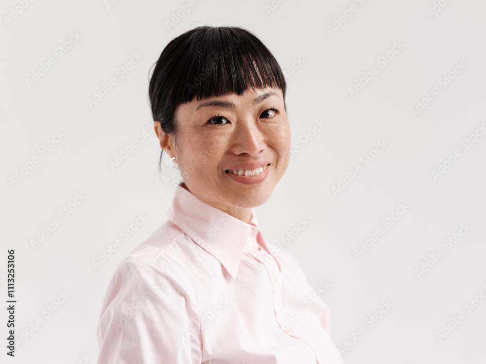 Smiling Professional Woman in Pink Shirt Portrait Smiling Professional Woman in Pink Shirt Portrait