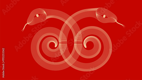 Red festive Year of the snake vector illustration background