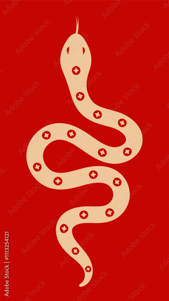 Obraz premium Red vector snake year illustration