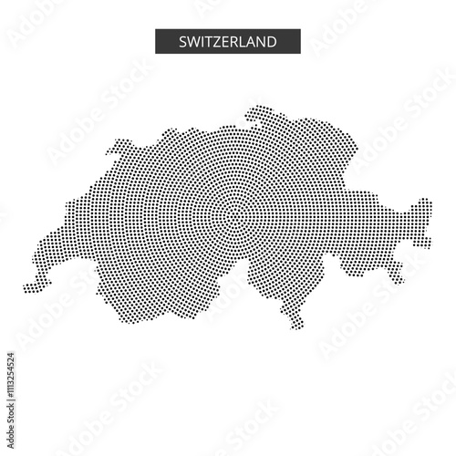 Switzerland map with dotted pattern showcasing geographical outline and features