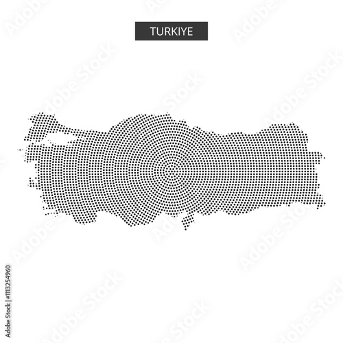Map of Turkey outlined with dotted pattern showcasing geographical features and borders