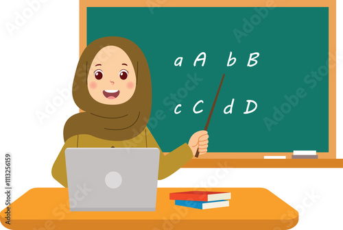 Cartoon illustration of a teacher teaching