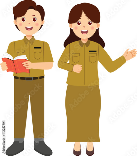 Illustration of Indonesian Civil Servants in Uniform