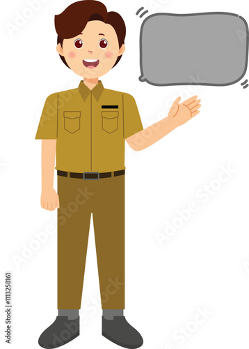 Cartoon of Government Employee with Speech Bubble