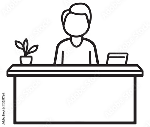 Vector illustration of desk icon, reception desk icon isolated on white background