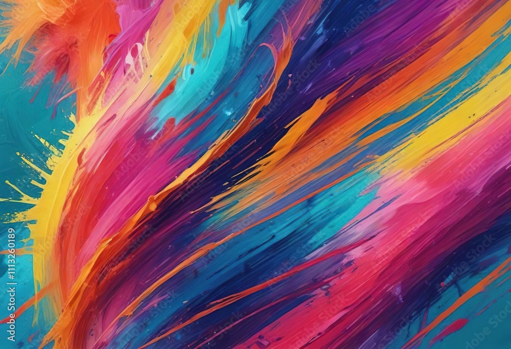 Obraz premium Vibrant colorful texture background created with oil and acrylic brushstrokes , texture, vibrant, background