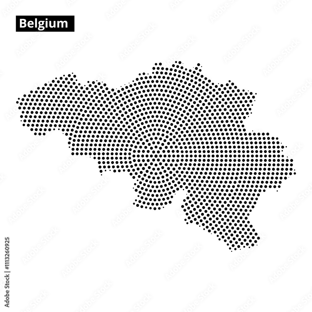 Fototapeta premium Map of Belgium with dotted pattern highlighting its geographical features