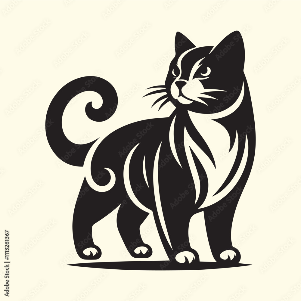 Fototapeta premium cat silhouette vector, cat logo silhouette vector.