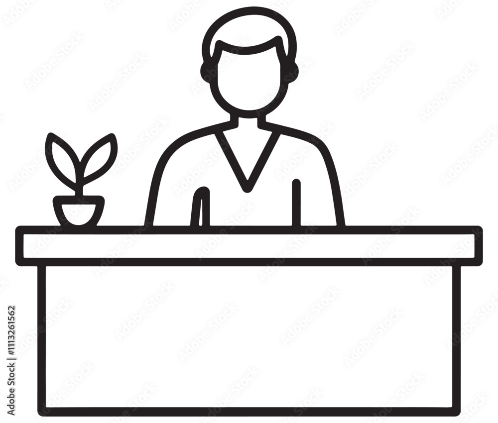 Vector illustration of desk icon, reception desk icon isolated on white background Vector illustration of desk icon, reception desk icon isolated on white background