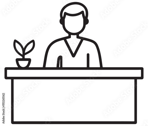 Vector illustration of desk icon, reception desk icon isolated on white background