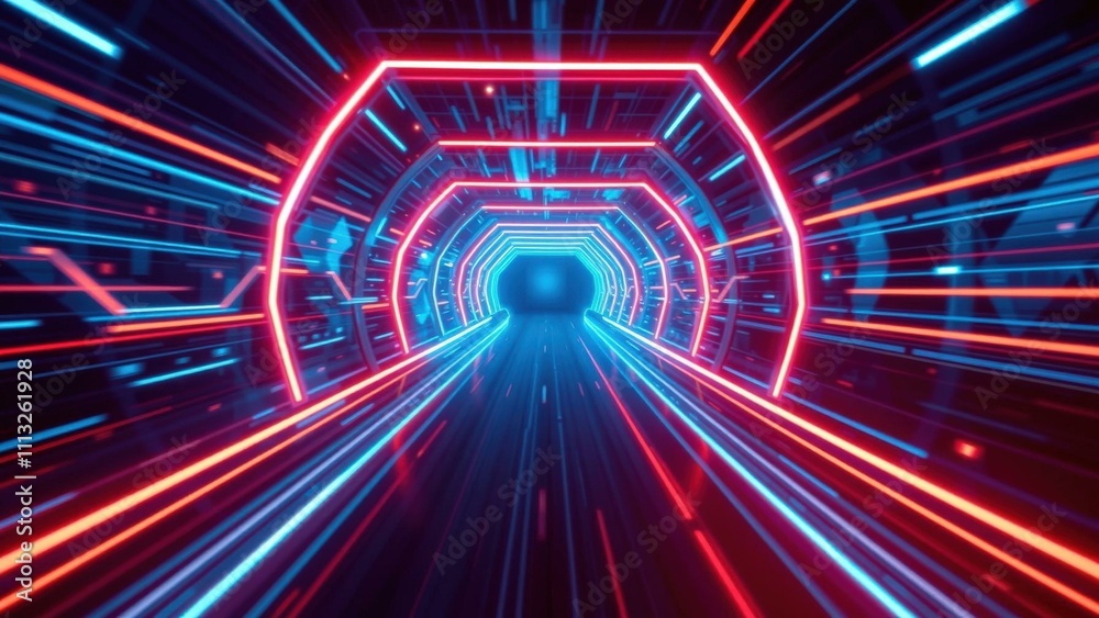 Experience the Future: Stunning Neon Tunnel Light Show, Perfect for Tech Backgrounds, Wallpapers, and Sci-Fi Art Experience the Future: Stunning Neon Tunnel Light Show, Perfect for Tech Backgrounds, Wallpapers, and Sci-Fi Art