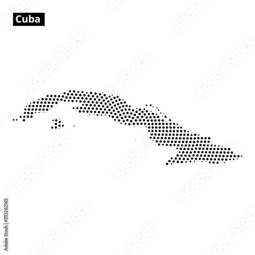 Outline of Cuba with dot pattern showcasing the island's unique geography and shape