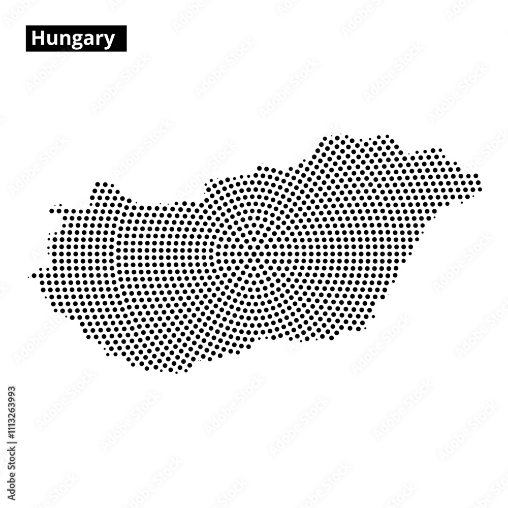 Fototapeta premium Hungary map outlined with dot pattern overlaid on an abstract background