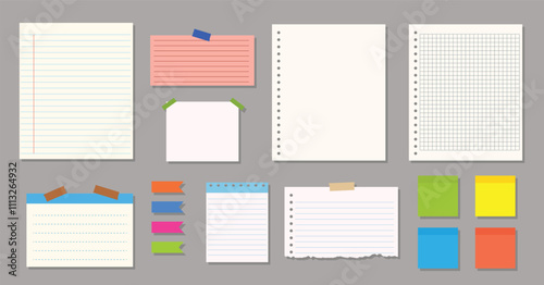 Blank notepad pages and tape, sticky tape