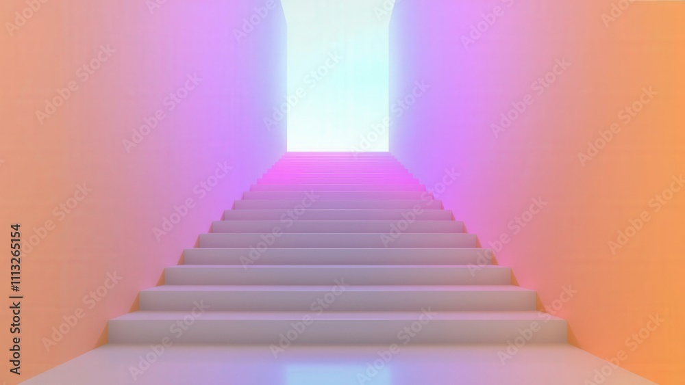 Ascend to New Horizons: Stairway to Success in a Dreamy, Colorful, Inspiring Light