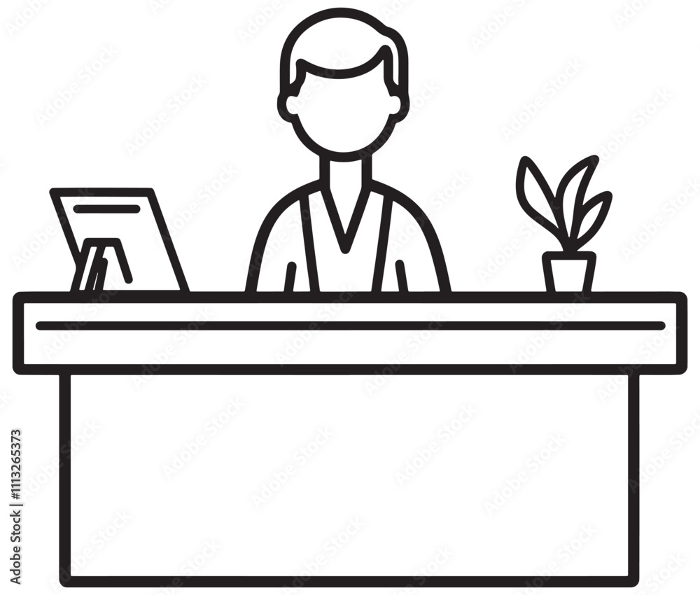 Fototapeta premium Vector illustration of desk icon, reception desk icon isolated on white background