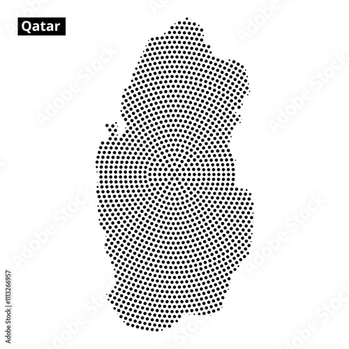 Outline of Qatar displayed with a unique dotted pattern and textured background