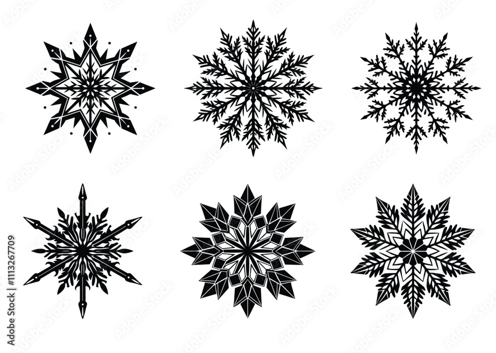 custom made wallpaper toronto digitalset of snowflakes Vector silhouette