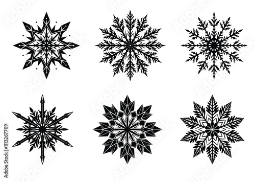 set of snowflakes Vector silhouette