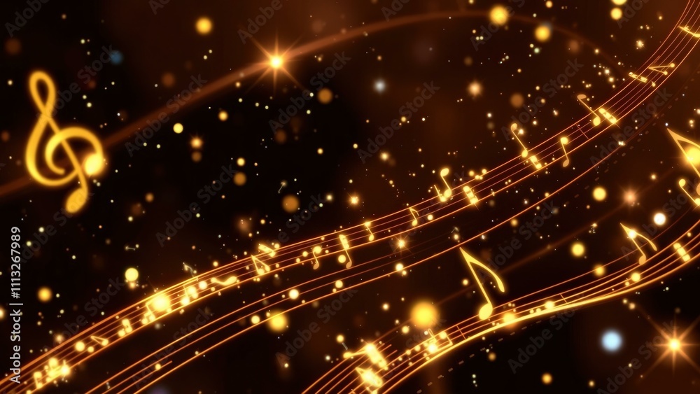 Enchanting Golden Music Notes and Treble Clefs on a Sparkling Night Sky Background, Perfect for Musical Art and Wall Decor Enchanting Golden Music Notes and Treble Clefs on a Sparkling Night Sky Background, Perfect for Musical Art and Wall Decor