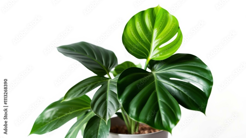 Obraz premium Vibrant Green Philodendron Plant in Pot - Perfect for Home Decor, Office Space, or Gifting - Bring Nature Indoors with This Lush, Healthy Houseplant