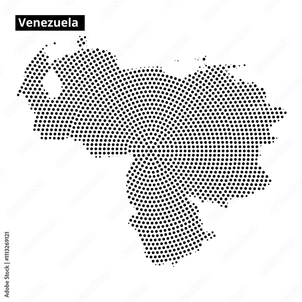 Map outline of Venezuela showing unique dotted design and geographical features Map outline of Venezuela showing unique dotted design and geographical features