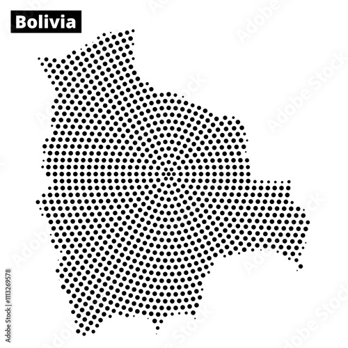 Unique dotted representation of Bolivia showcasing its geographical outline and features