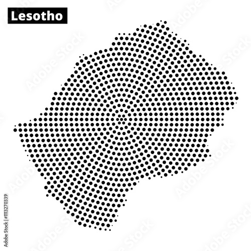 Map outline of Lesotho with dotted texture and geographical features highlighted