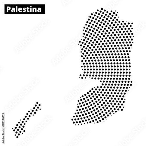 Unique dotted representation of Palestine highlighting its geographical shape and features