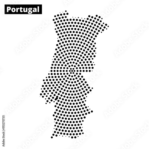 Illustration of Portugal with dotted outline showing geographic shape and borders