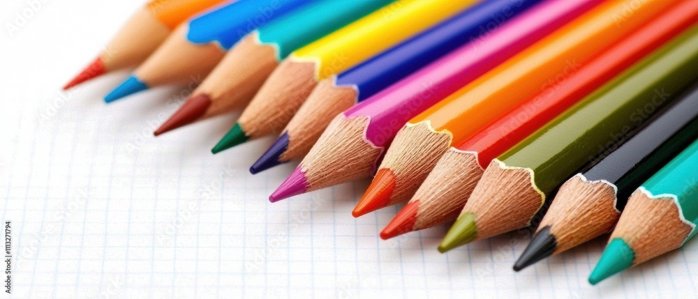 Fototapeta premium Colorful Pencils on Graph Paper