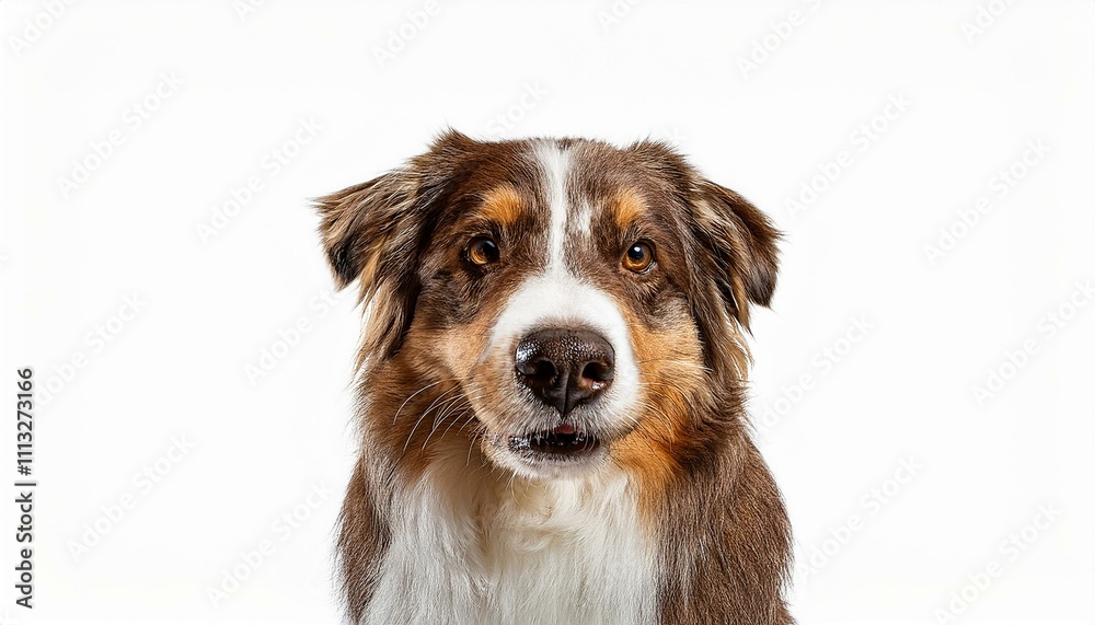 Australian Shepherd dog on isolated white background