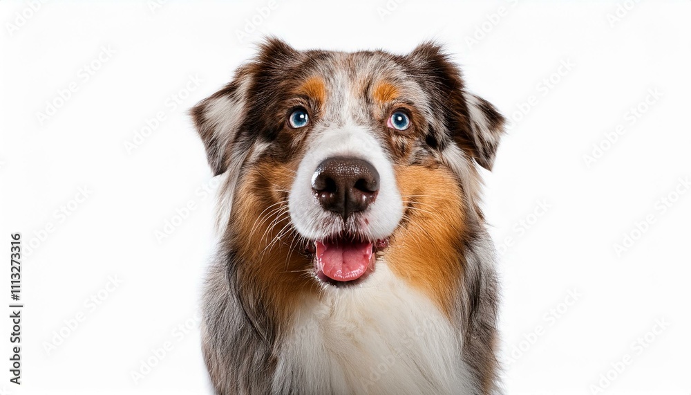 Australian Shepherd dog on isolated white background Australian Shepherd dog on isolated white background