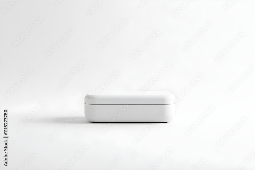 Minimalistic White Plastic Rectangular Pill Box on Blank Background Highlighting Simplicity and Utility