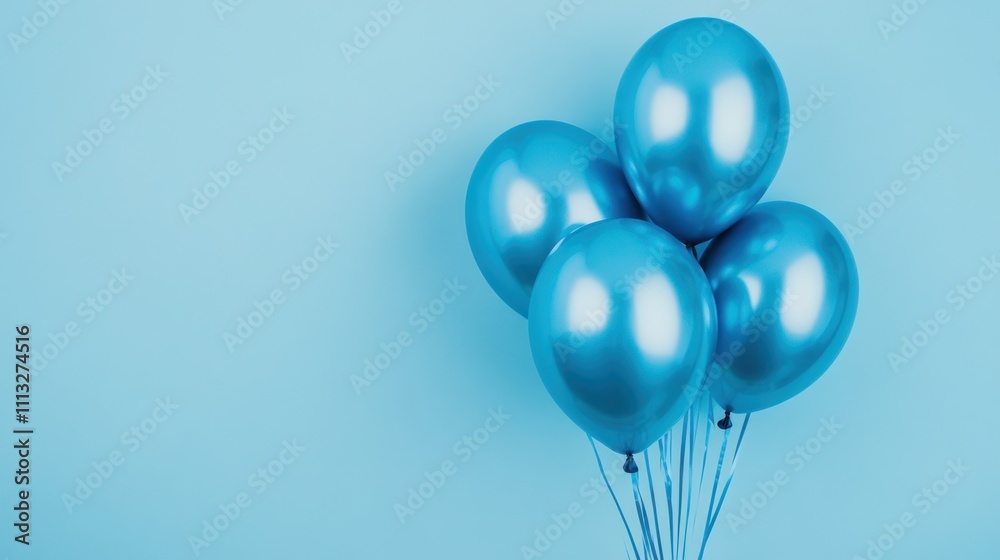 Blue Balloons on a Blue Background Blue Balloons on a Blue Background