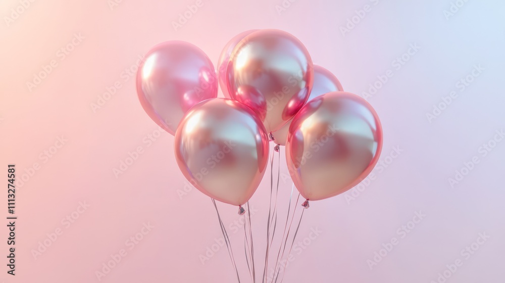 Pink Balloons against a Pastel Background Pink Balloons against a Pastel Background